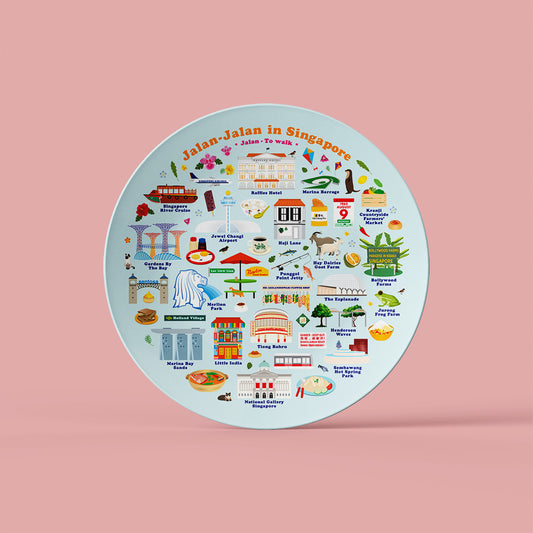 10" Plate – Jalan Jalan in Singapore Blue