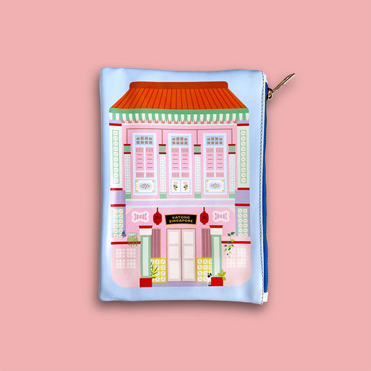 Zip Pouch - Katong Pink Shophouse