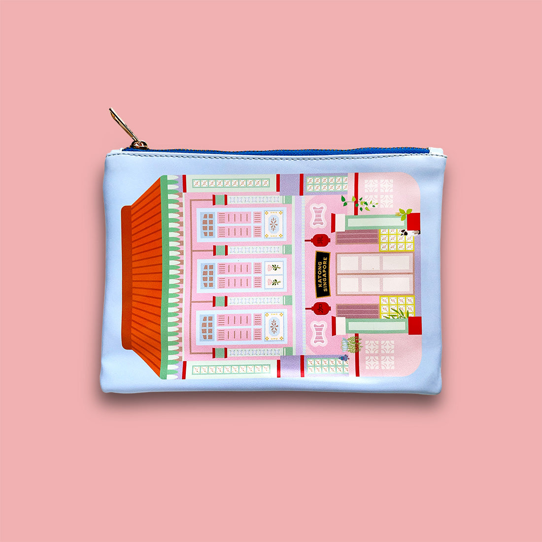 Zip Pouch - Katong Pink Shophouse