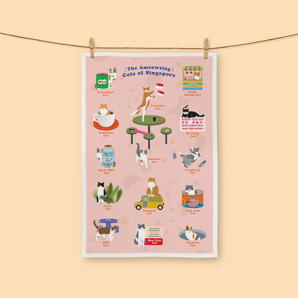 Tea Towel – Cats of Singapore