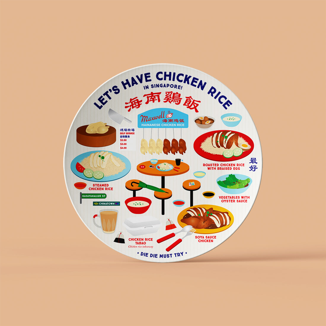 10" Plate – Chicken Rice in Singapore