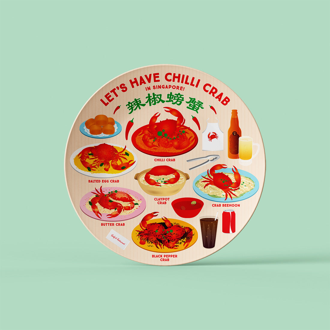 10 Inch Plate – Let's have Chilli Crab in Singapore