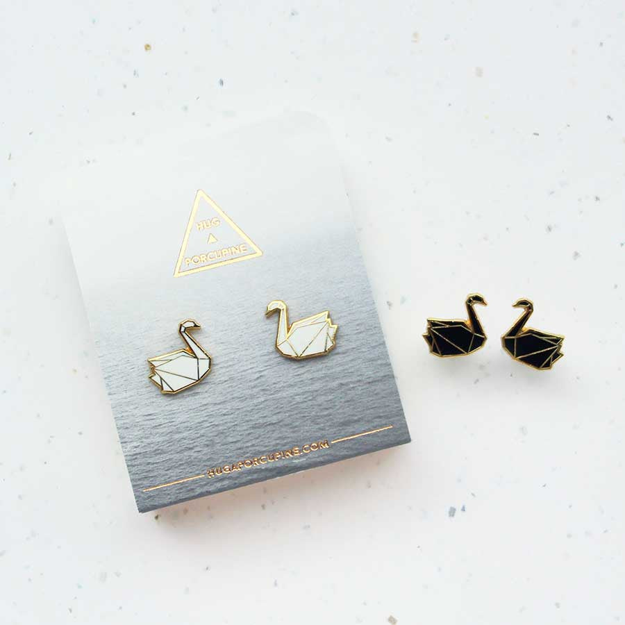 Origami Earring – Swan