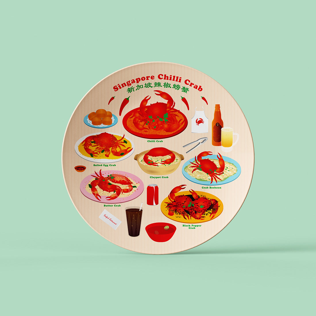 10" Plate – Chilli Crab in Singapore