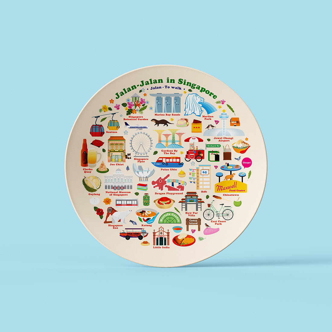10" Plate – Jalan Jalan in Singapore Cream