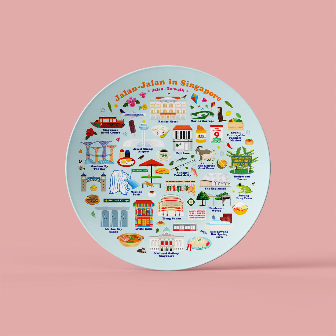 10" Plate – Jalan Jalan in Singapore Blue