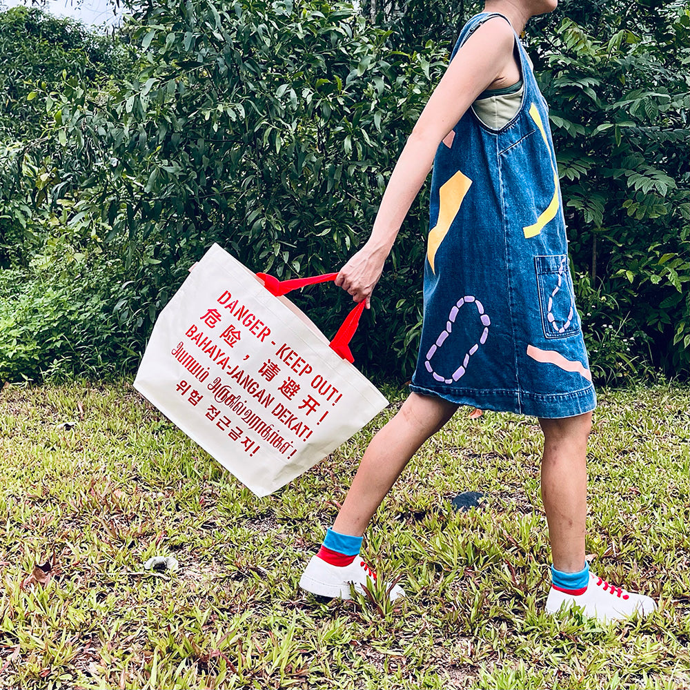 Large Shopper Bag - Singapore Danger Sign