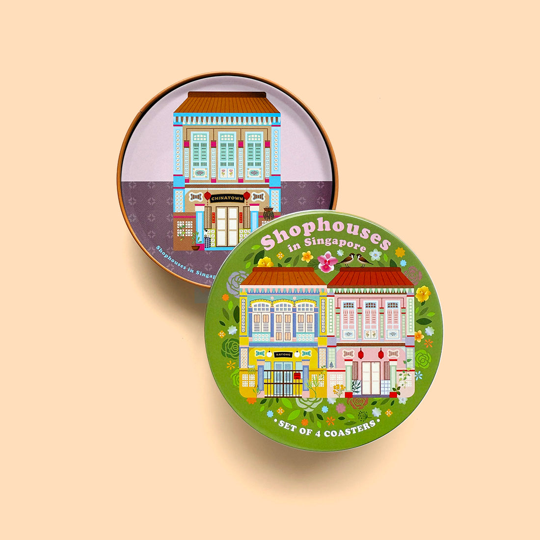 Singapore Shophouses Coasters – Set of 4