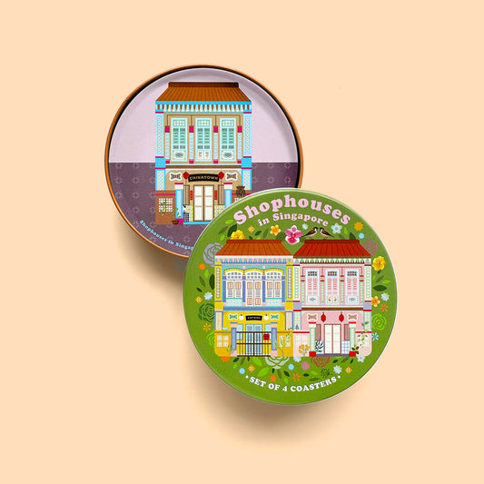 Singapore Shophouses Coasters – Set of 4