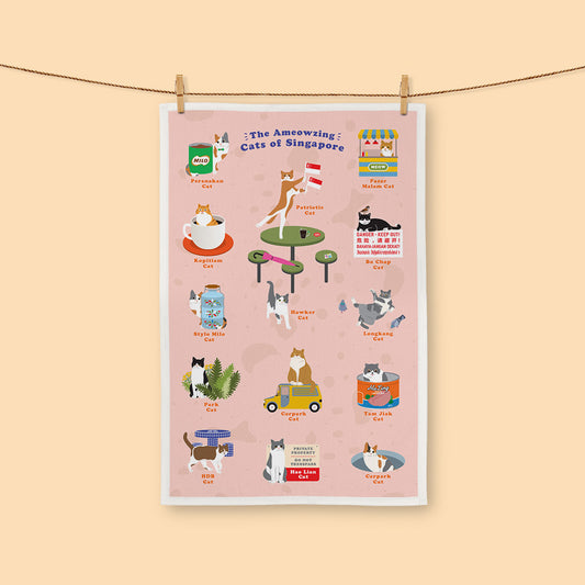 Tea Towel – Cats of Singapore