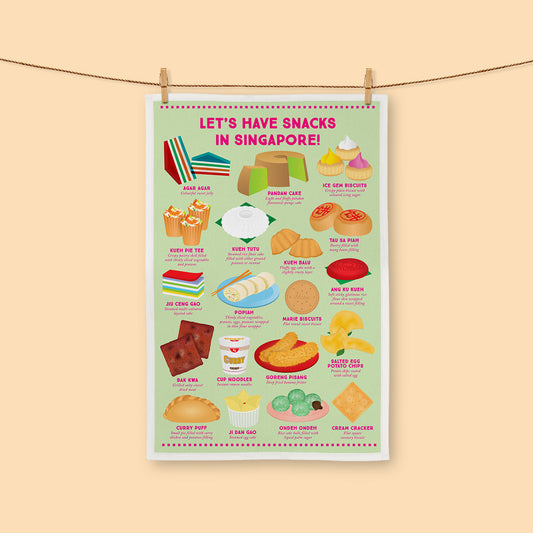 Tea Towel – Let's have Snacks in Singapore