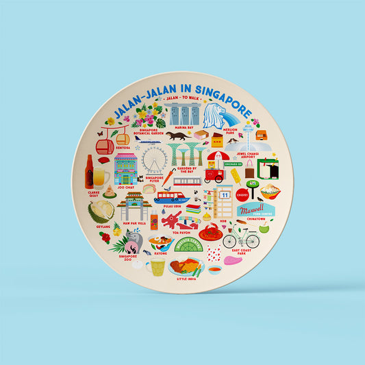 10" Plate – Jalan Jalan in Singapore Cream