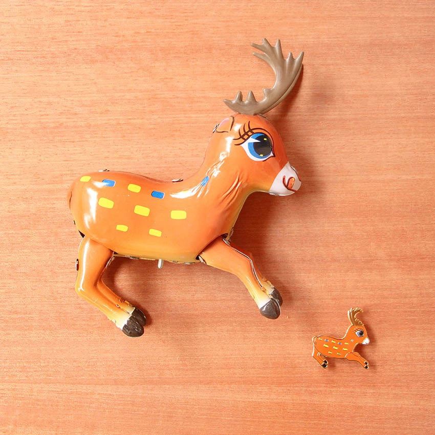 Tin Toy Reindeer Pin